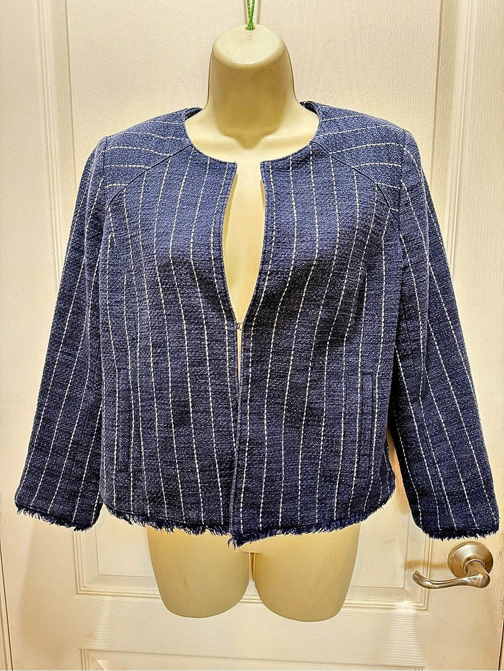 Banana Republic Striped Zip Jacket Blue Size 10